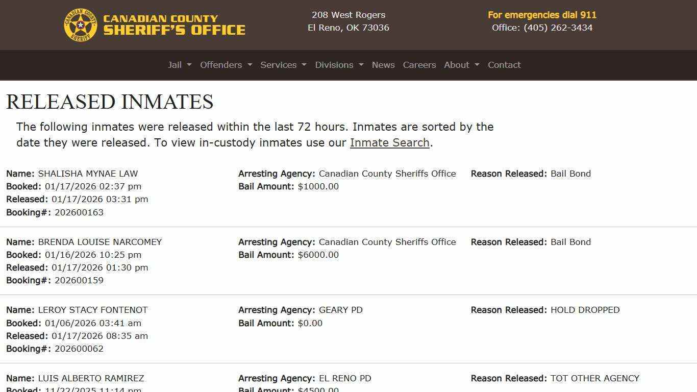 Released | Canadian County Sheriff's Office